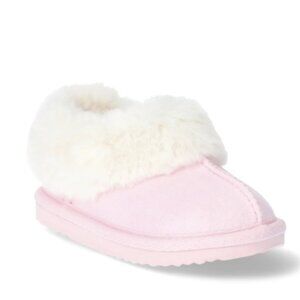 Wonder Nation Baby Girls Faux Fur Trim Slippers, Size 5